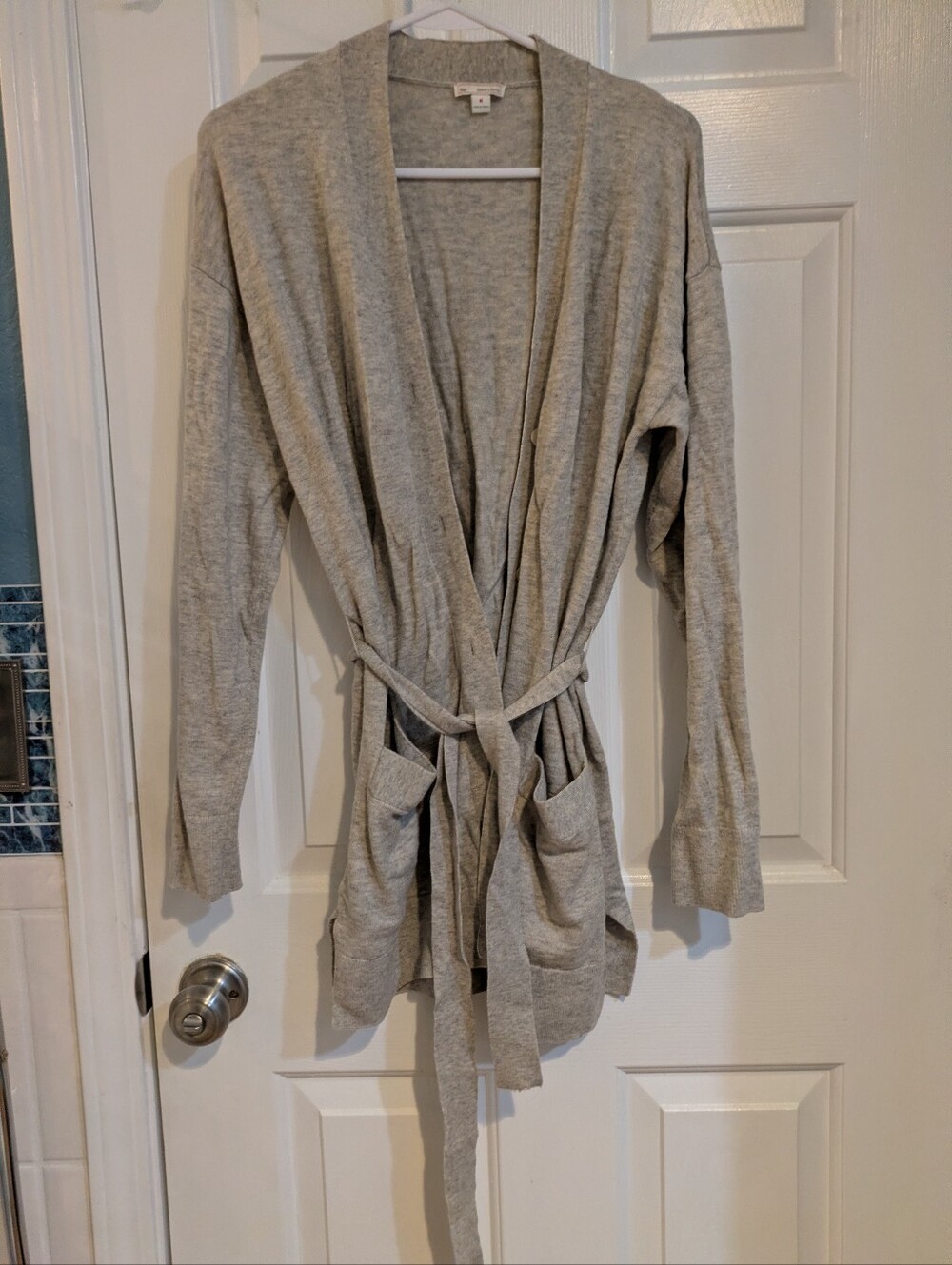 GAP Light Gray Open Front Belted Cardigan